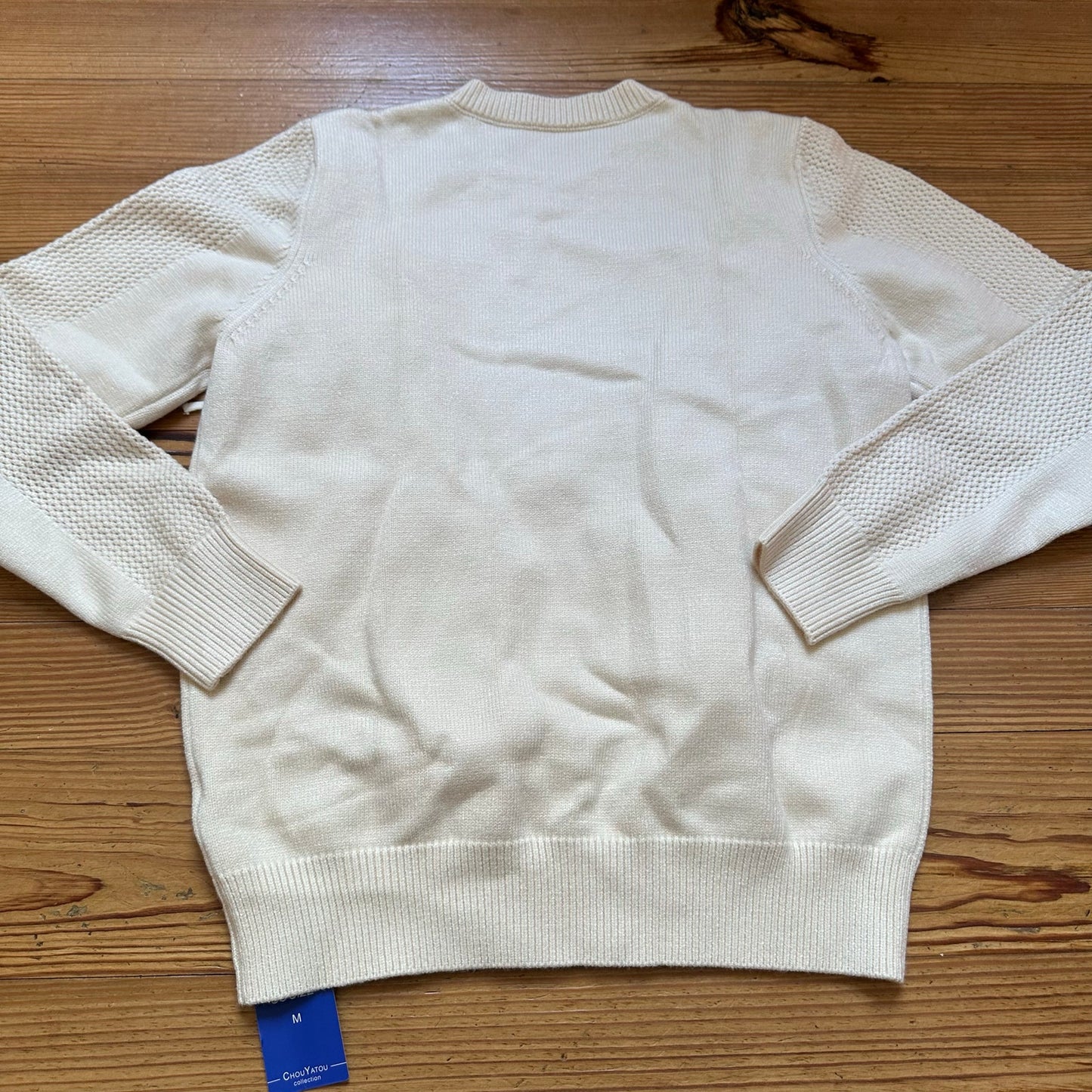 NWT cream western fringe knit crew sweater SIZE M