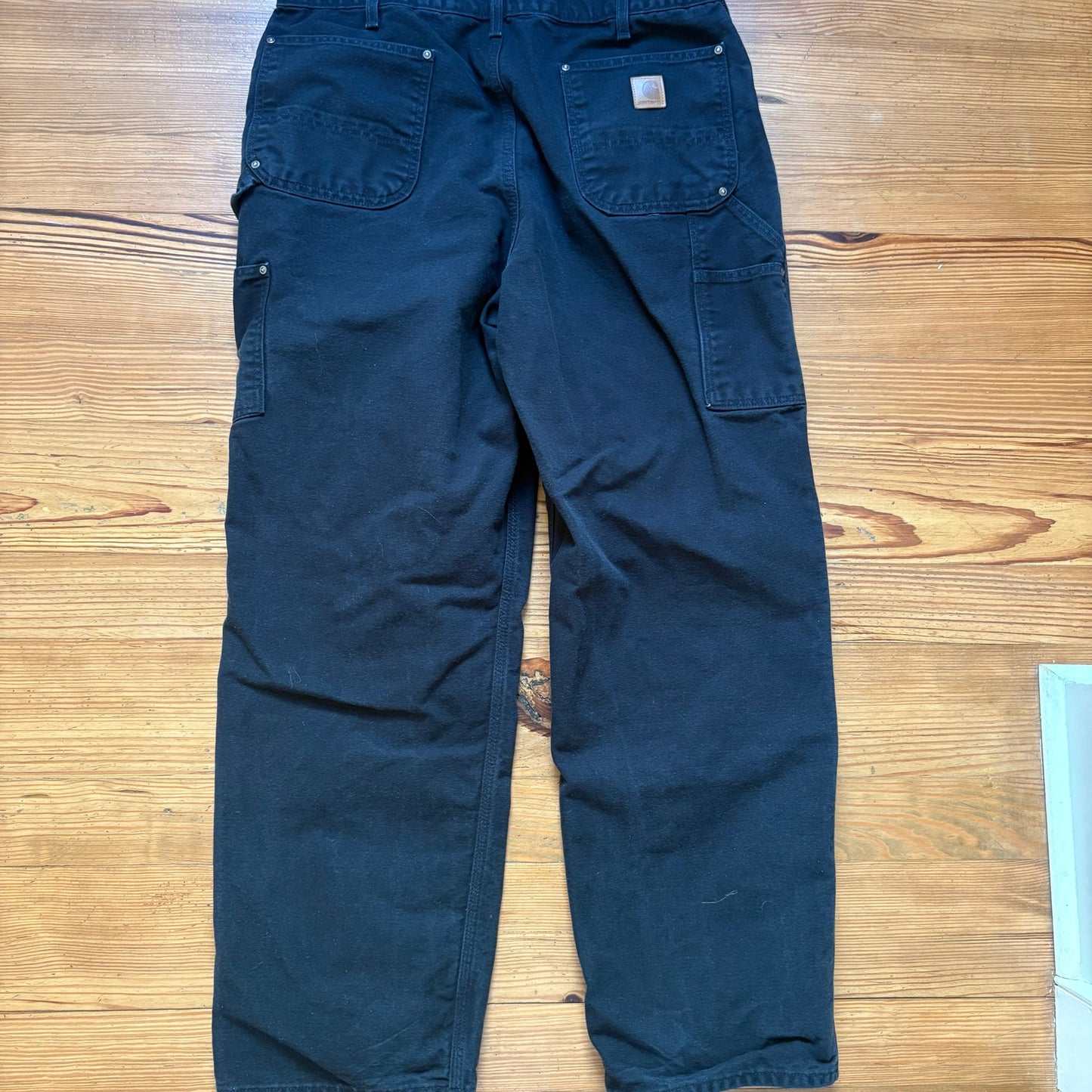 Carhartt black loose fit double knee canvas pants SIZE 38X32