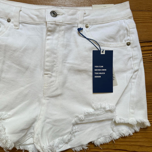 NWT Love Tree white high rise stretch cut off jean shorts SIZE L