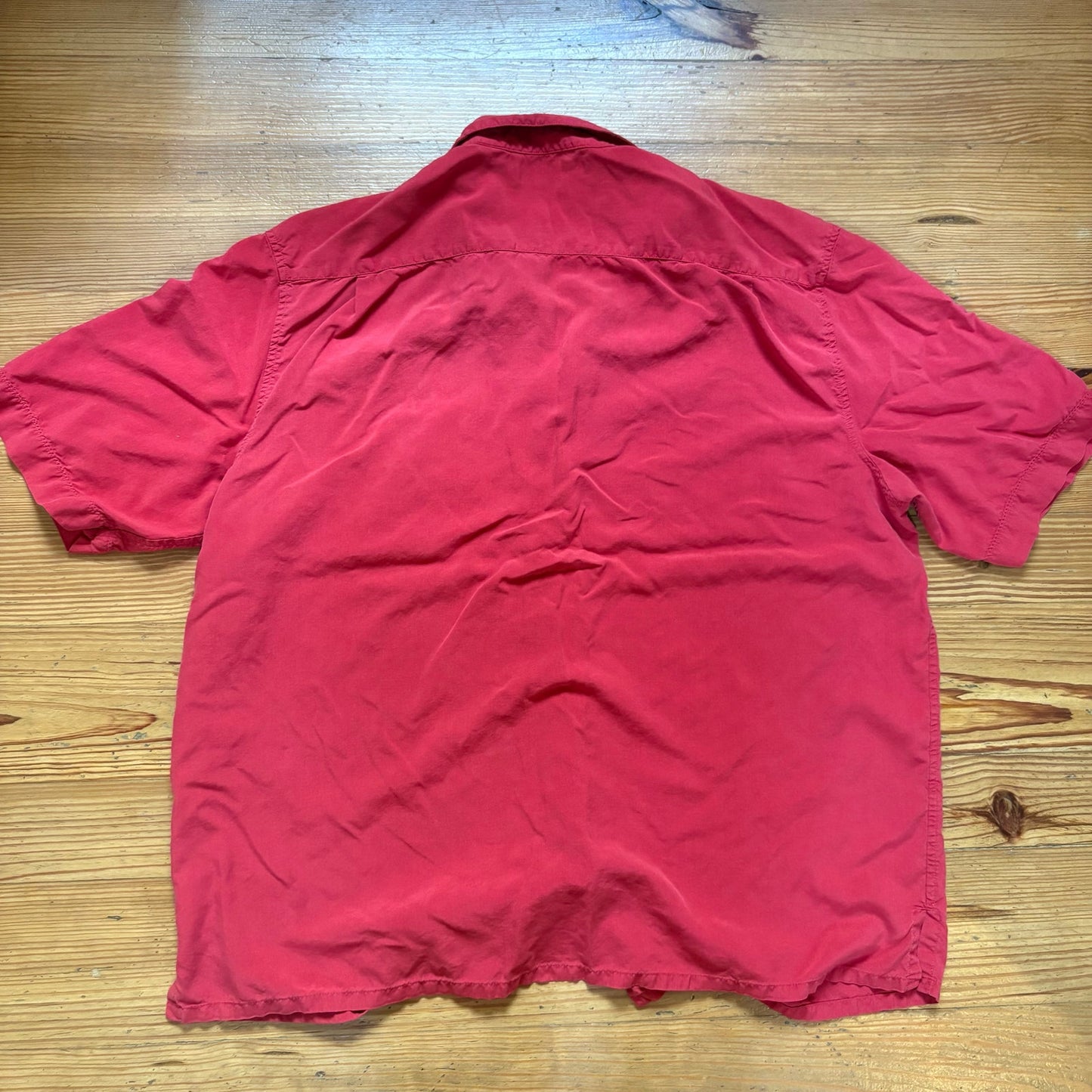 Axis LA red silk short sleeve button up mens shirt SIZE XXL
