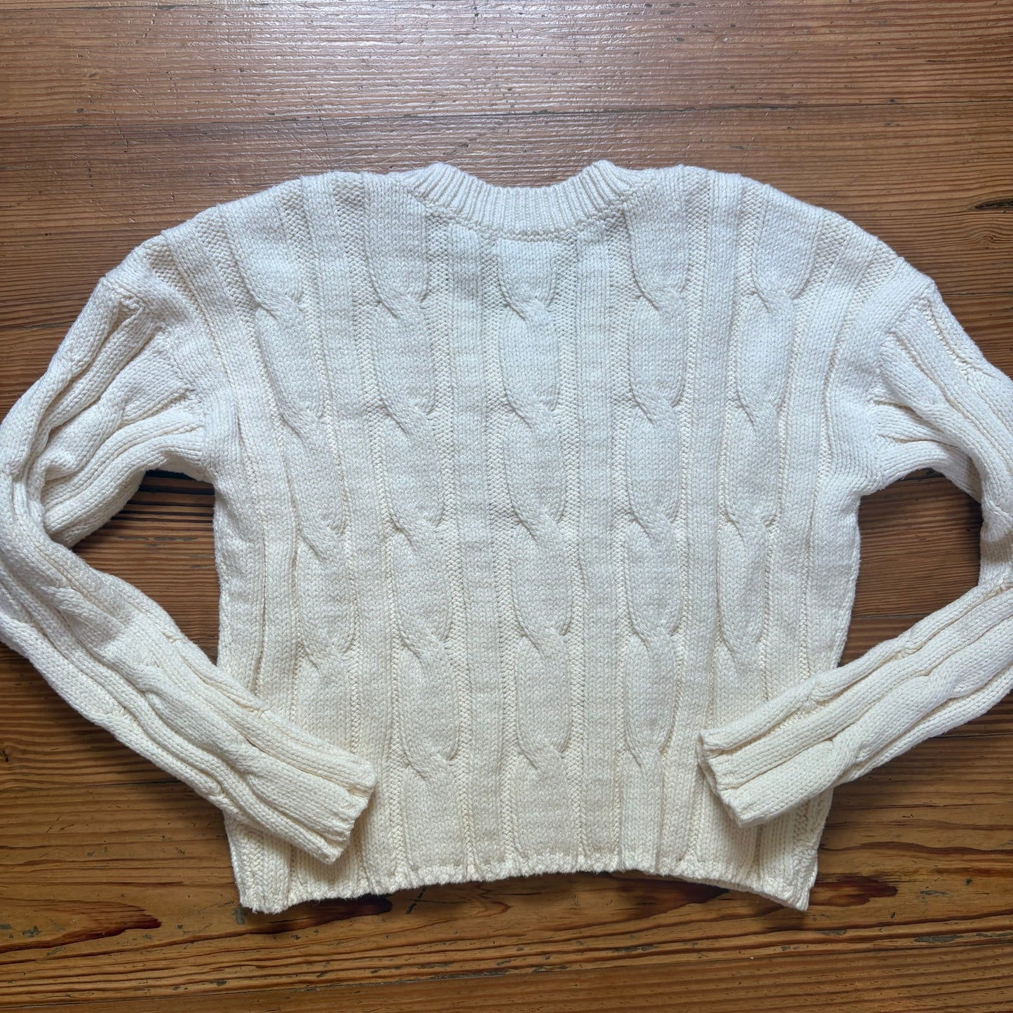 Madewell white cable cropped womens knit sweater SIZE XS