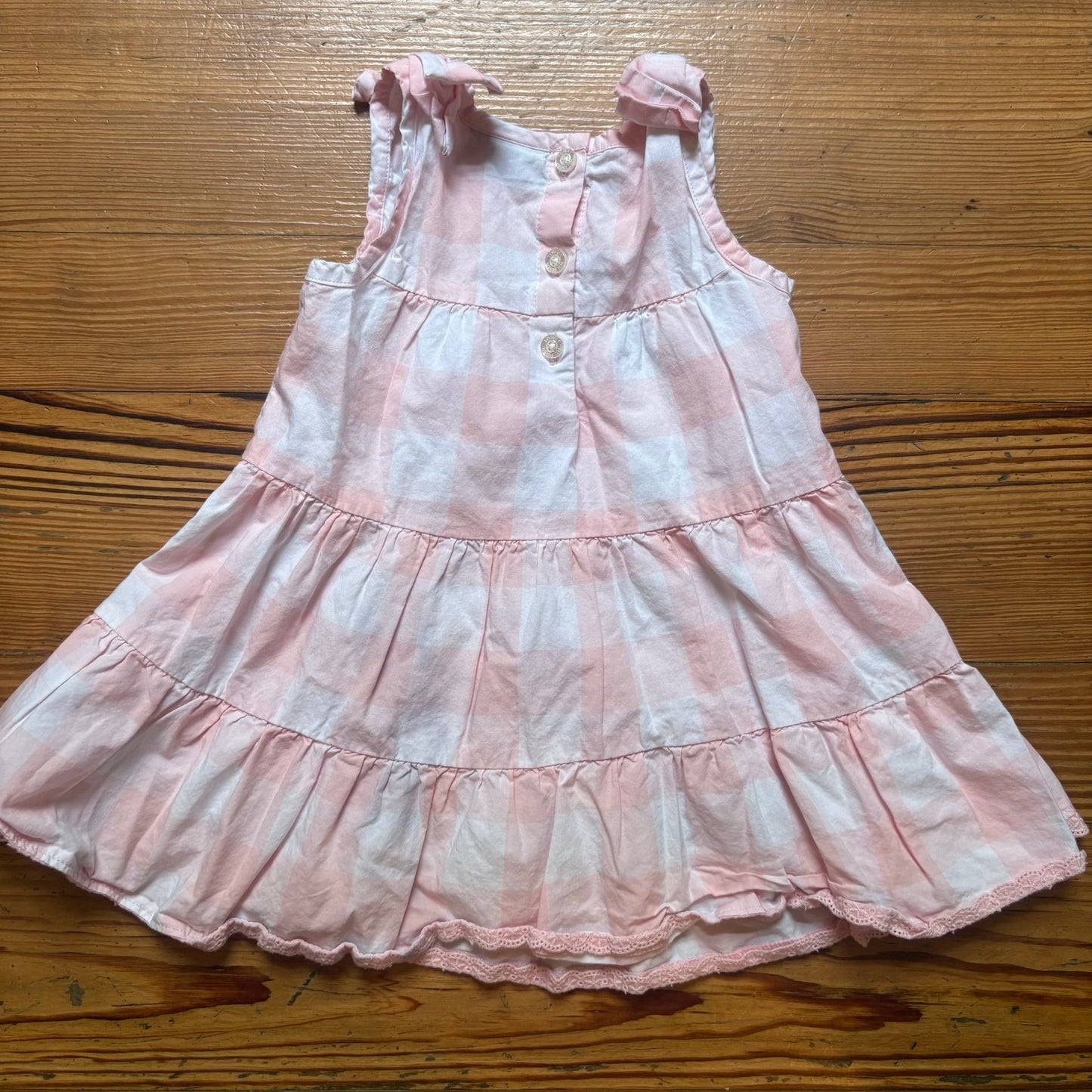 Tommy Hilfiger pink white checkered sleeveless eyelet toddler dress SIZE 3T