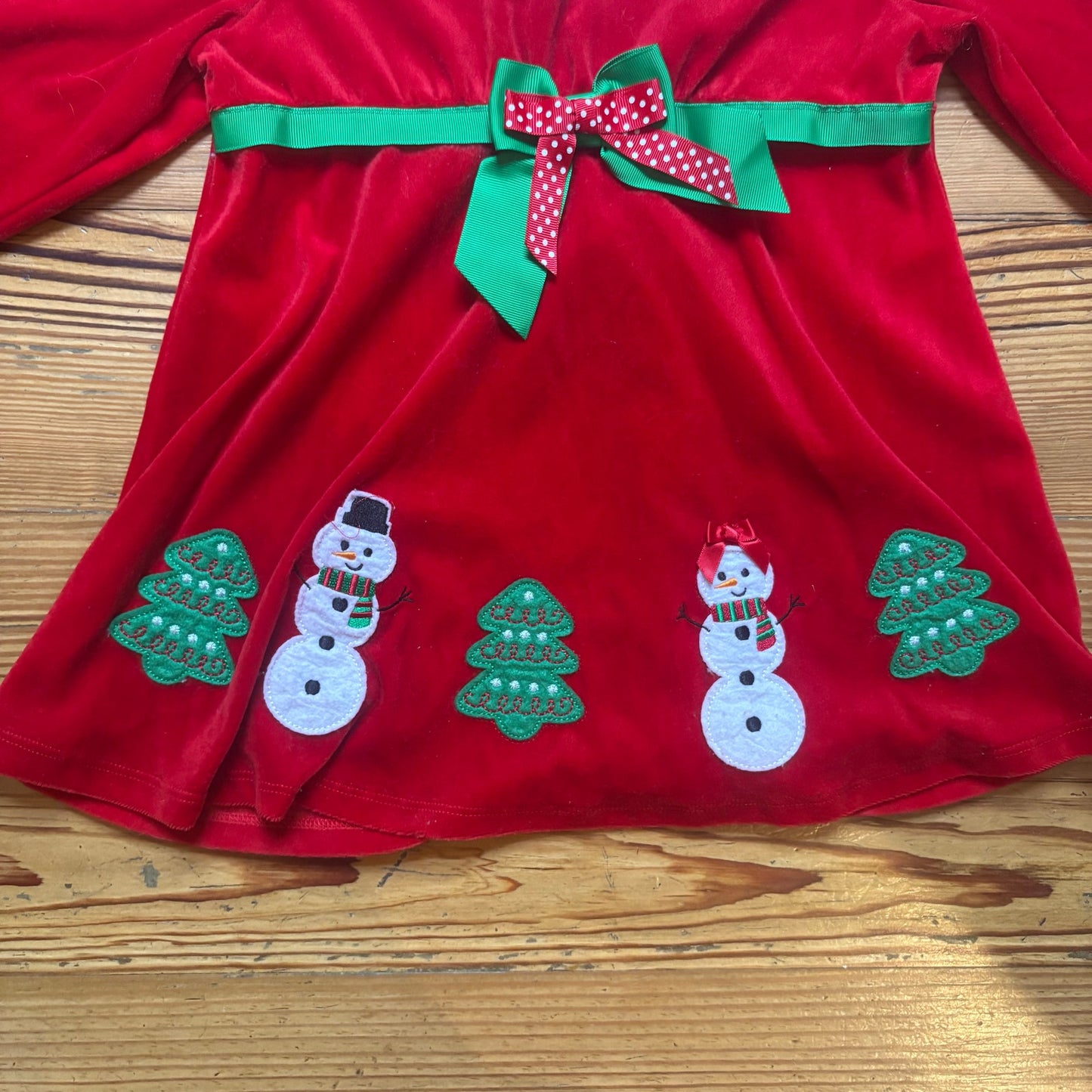Bonnie Jean red velvet holiday Christmas snowman long sleeve shirt SIZE 4T