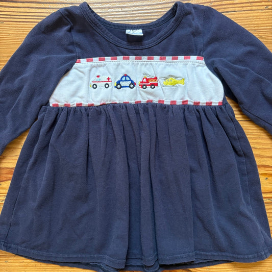 Boutique blue long sleeve ruffle first responders vehicle toddler shirt SIZE 3T