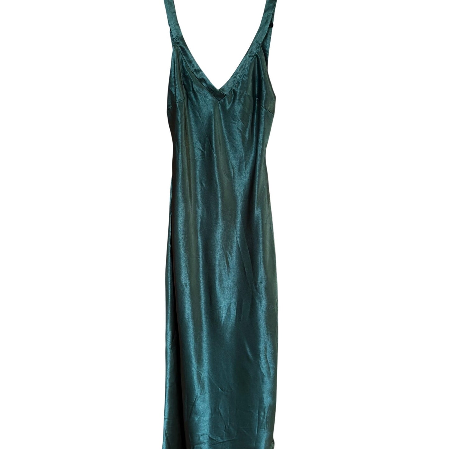 NWT Lulus dark green satin low back long formal gown dress SIZE L