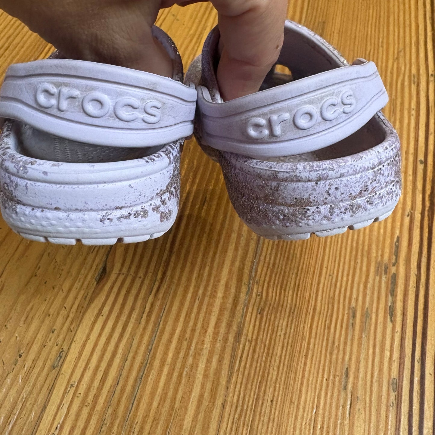 Crocs purple glitter slip on classic clog SIZE 5