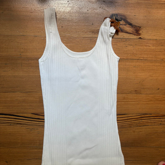 Joie ivory white ribbed midi tortoise shell tank dress SIZE XS