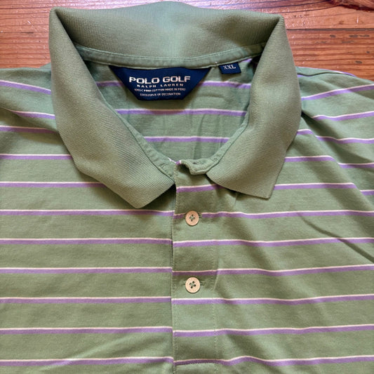 Polo Ralph Lauren golf pima green striped short sleeve mens polo shirt SIZE XXL