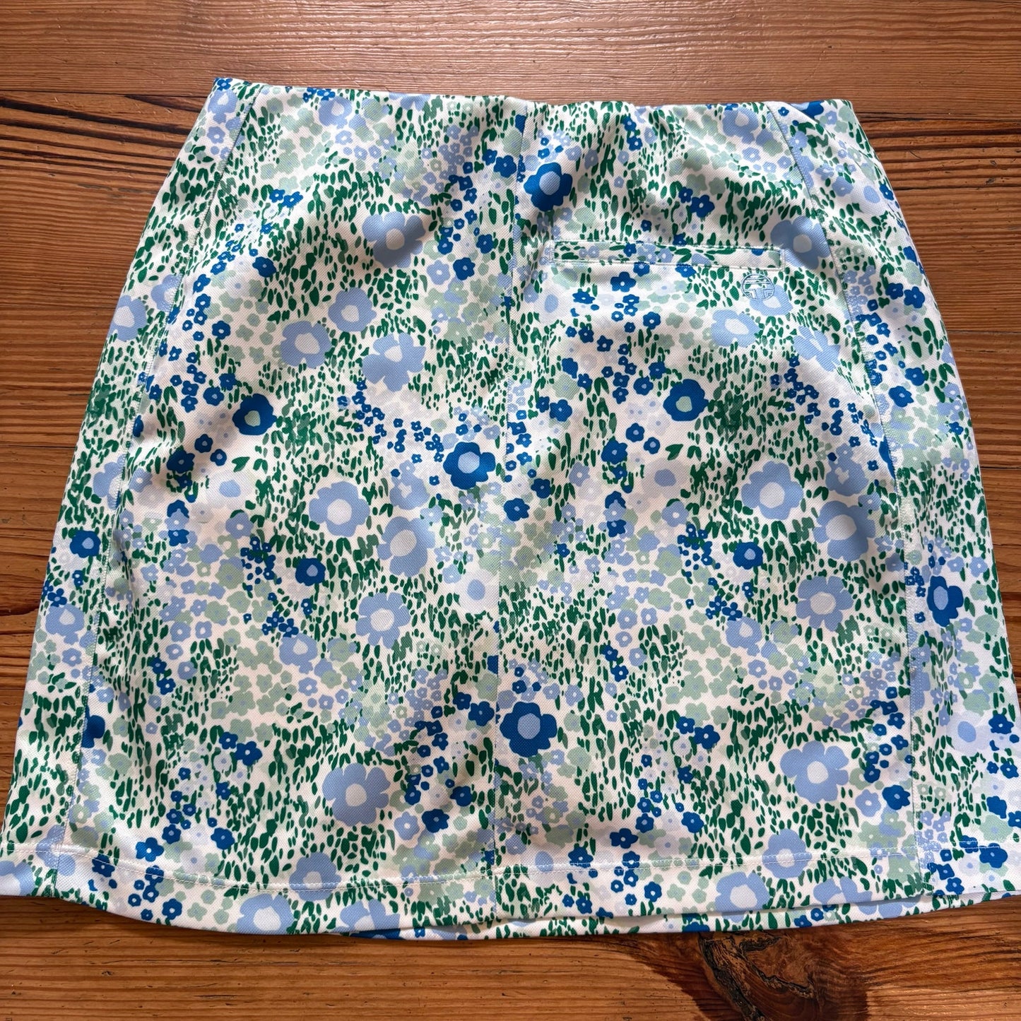 Tory Burch Sport white blue green floral athletic lined skirt SIZE M