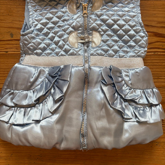 Little Lass light blue princess Cinderella faux fur hooded full zip vest SIZE 5