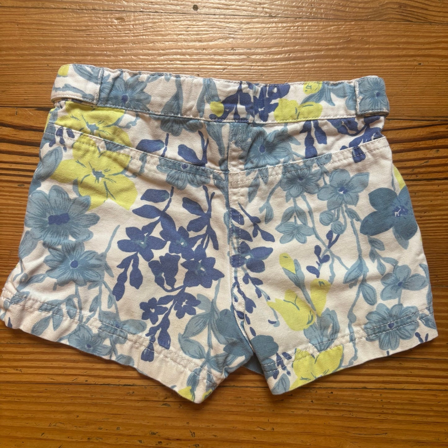 Janie and Jack blue floral adjustable chino toddler cotton shorts SIZE 3T