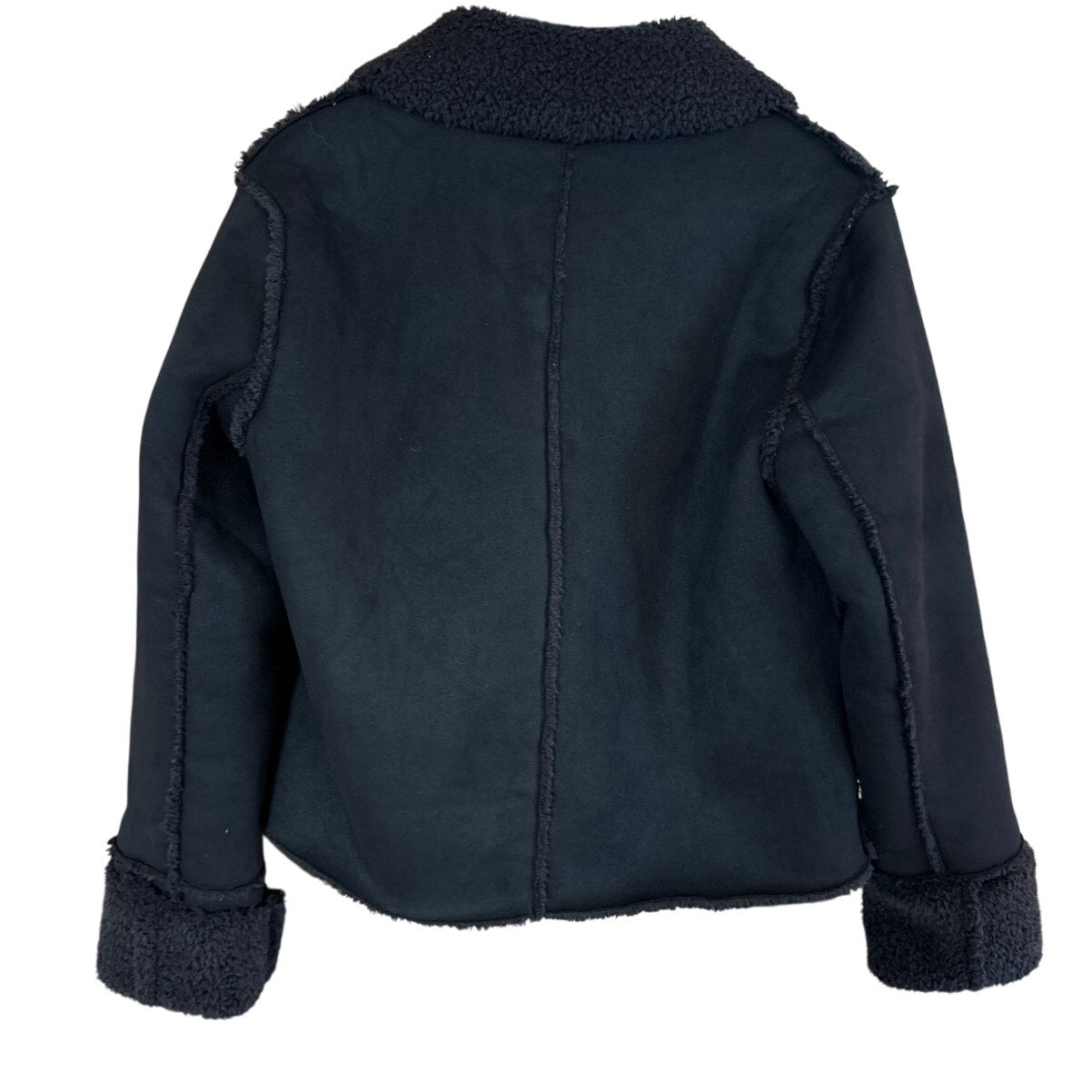 ESMARA black faux suede leather black fleece lined zip jacket SIZE 8