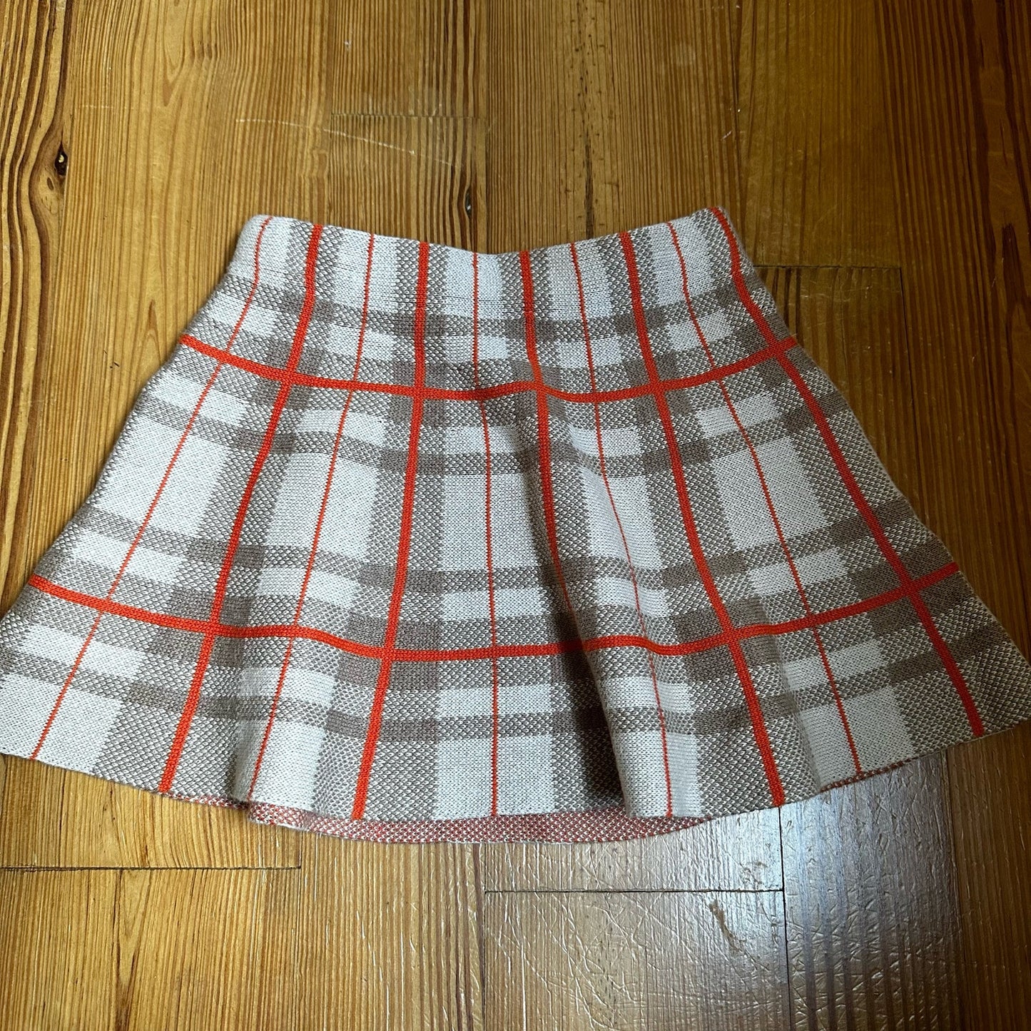 Beige orange plaid cotton flare skirt SIZE 4