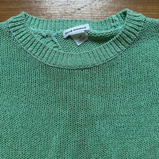Club Monaco pastel green loose knit open back quarter sleeve sweater SIZE S