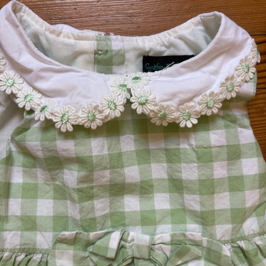 Cynthia Rowley green white gingham ruffle floral sleeveless girls dress SIZE 5