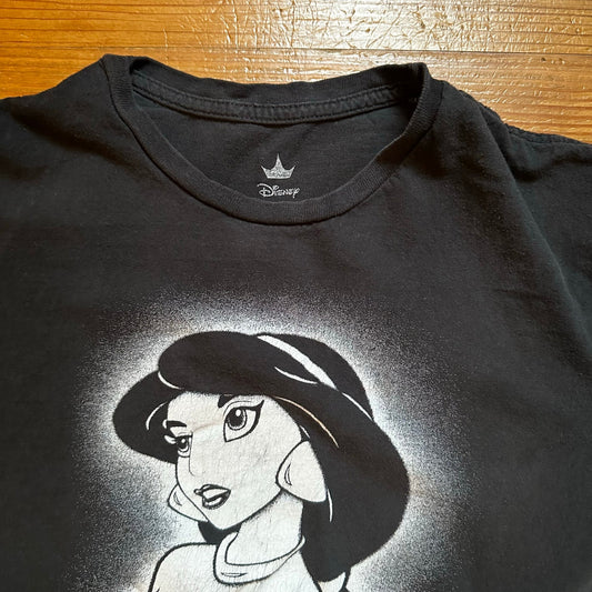 Disney Aladdin Jasmine black cotton white graphic short sleeve shirt SIZE M