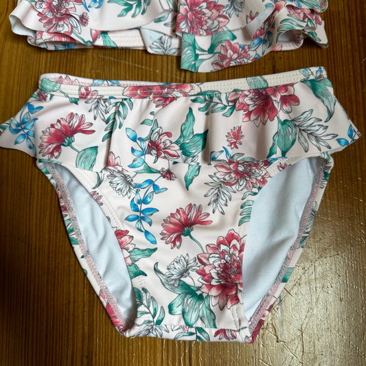 Janie and Jack pink floral two piece halter swimsuit SIZE 12-18M