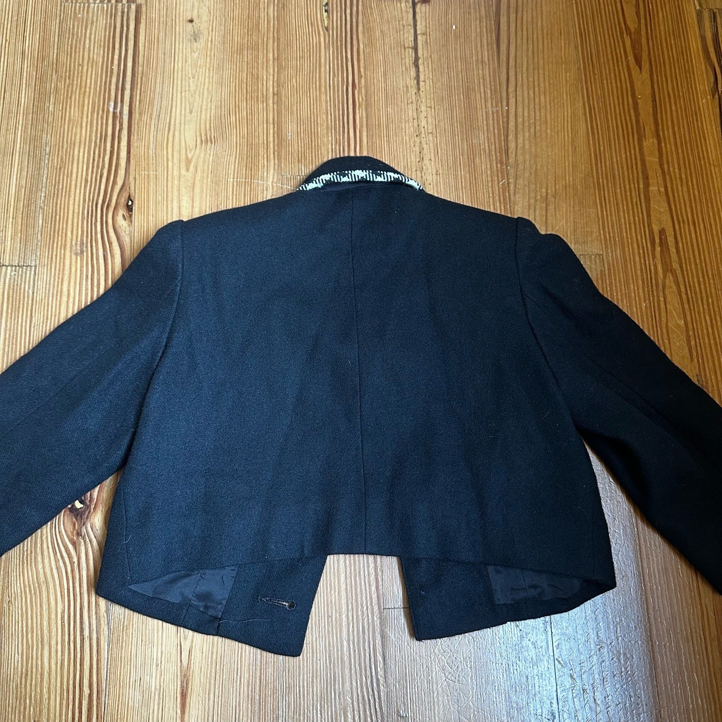 Why and 1/2 vintage black white checkered wool coat SIZE 3