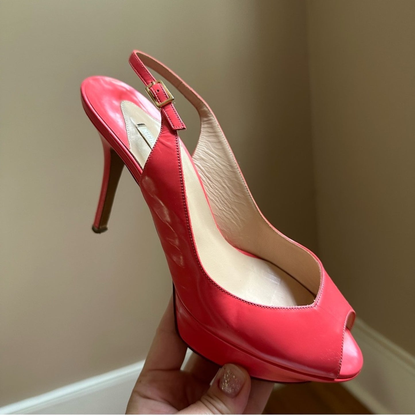 Nicholas Kirkwood pink slingback platform peep toe pumps SIZE 36.5/ US 6