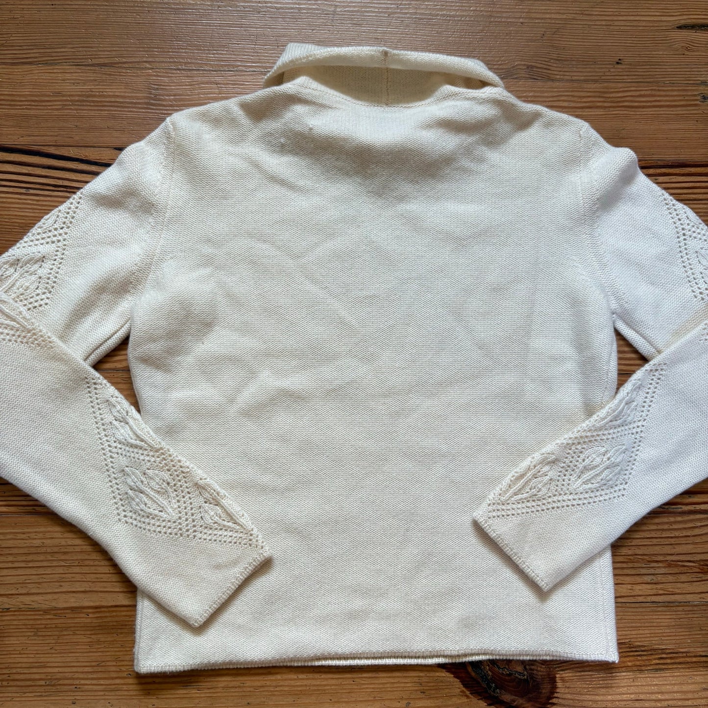 Maria Sartini ivory cashmere turtleneck geometric sweater SIZE XL