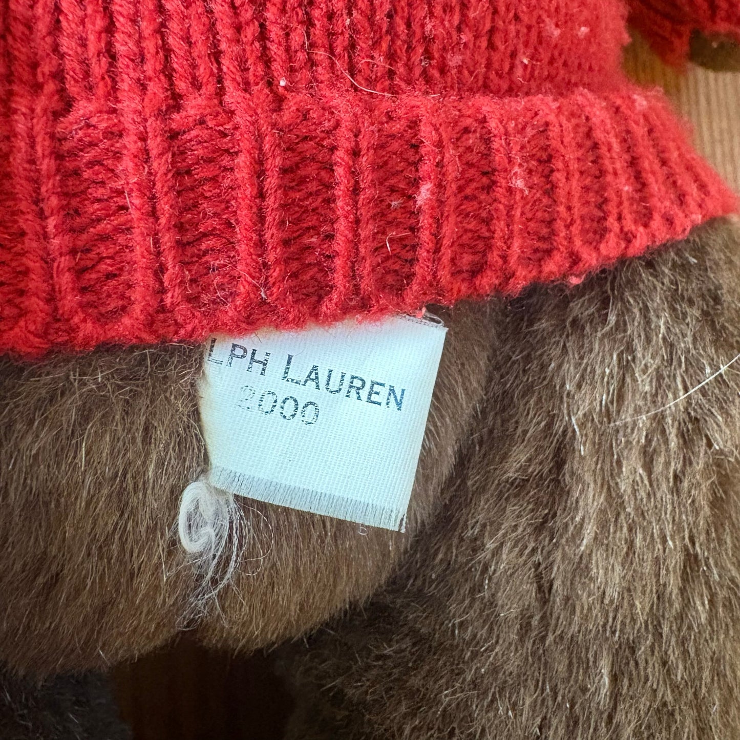 Ralph Lauren 00's dark brown red knit sweater bear plush