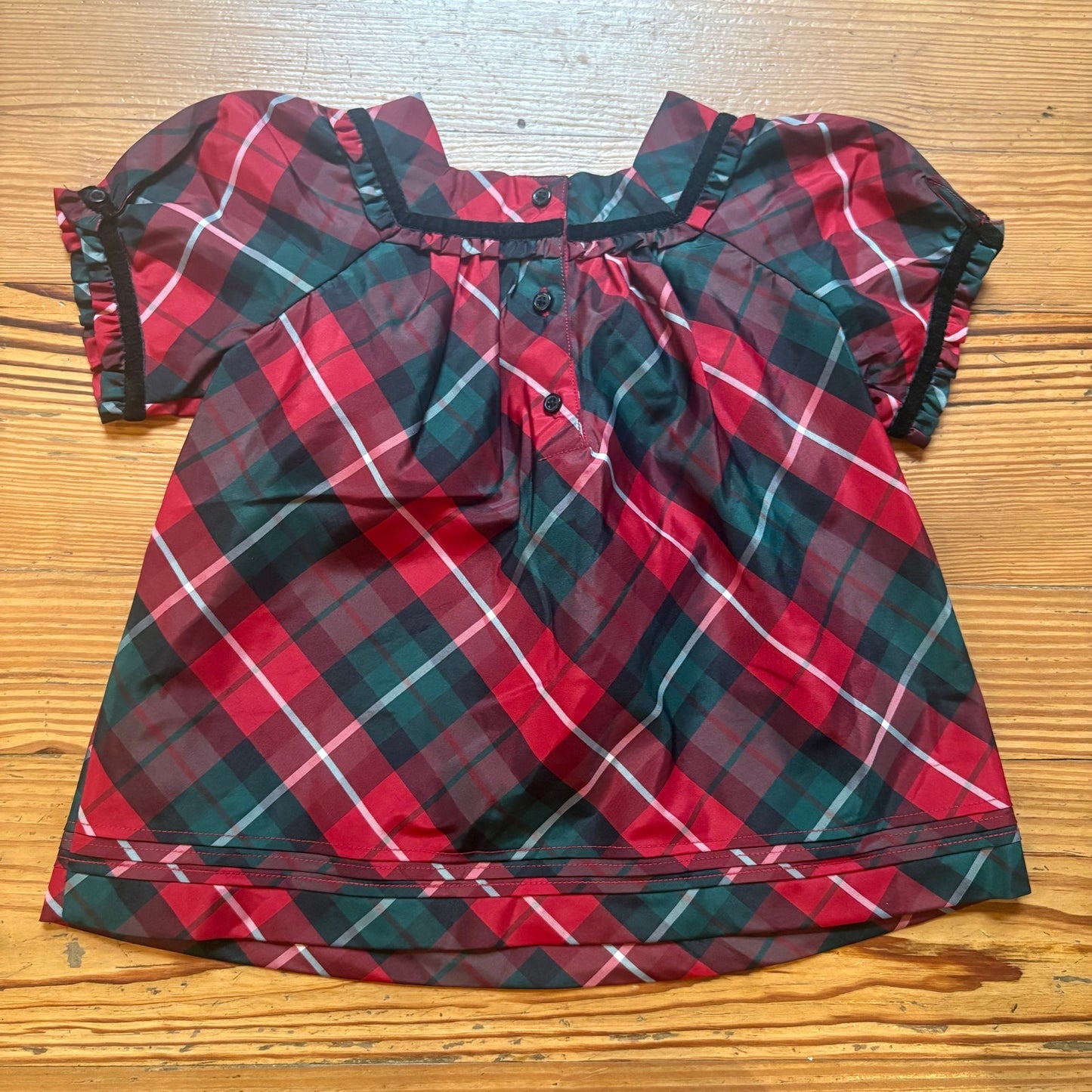 Gap red Christmas holiday plaid short sleeve girls shirt SIZE 4T