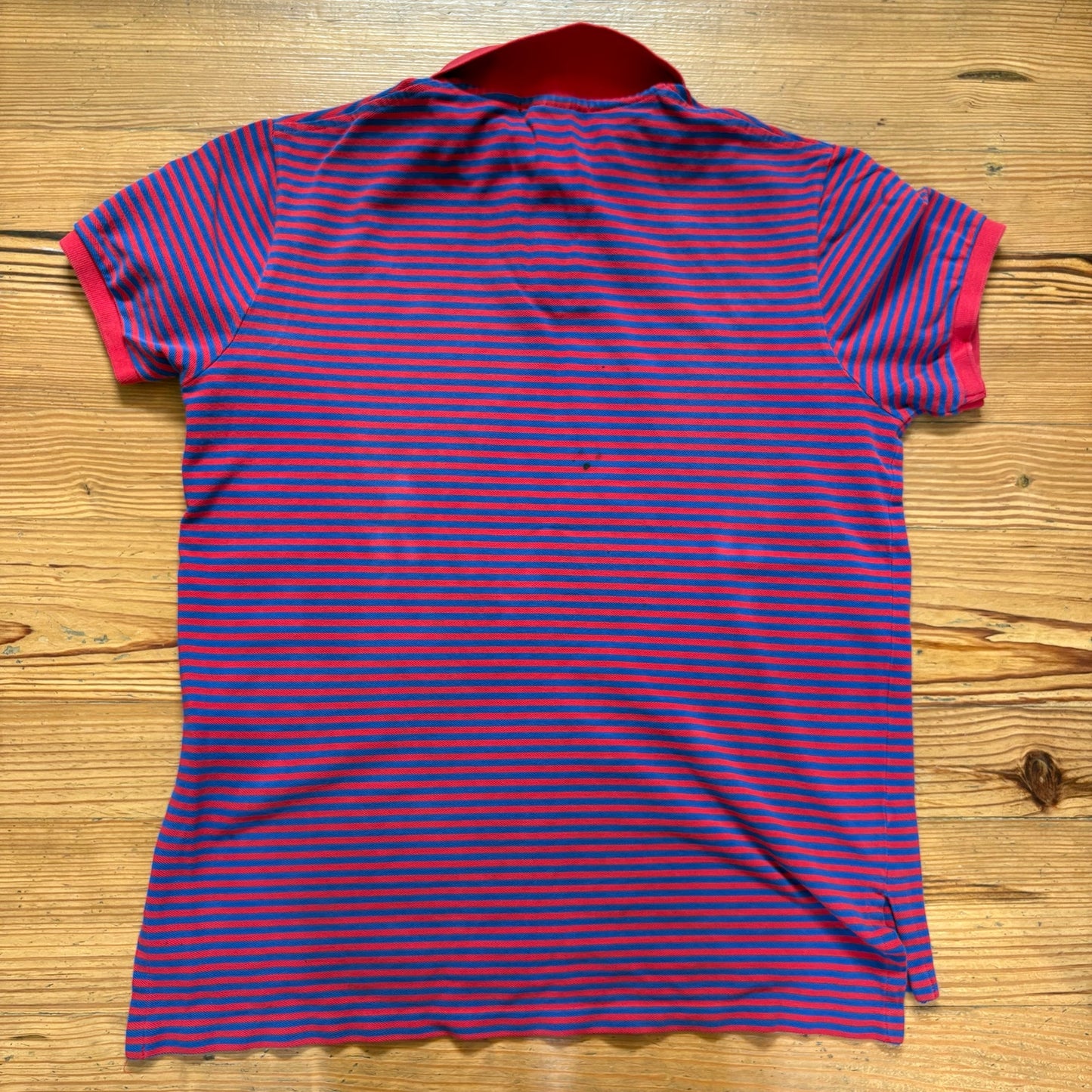 Polo Ralph Lauren red blue striped short sleeve mens polo shirt SIZE L