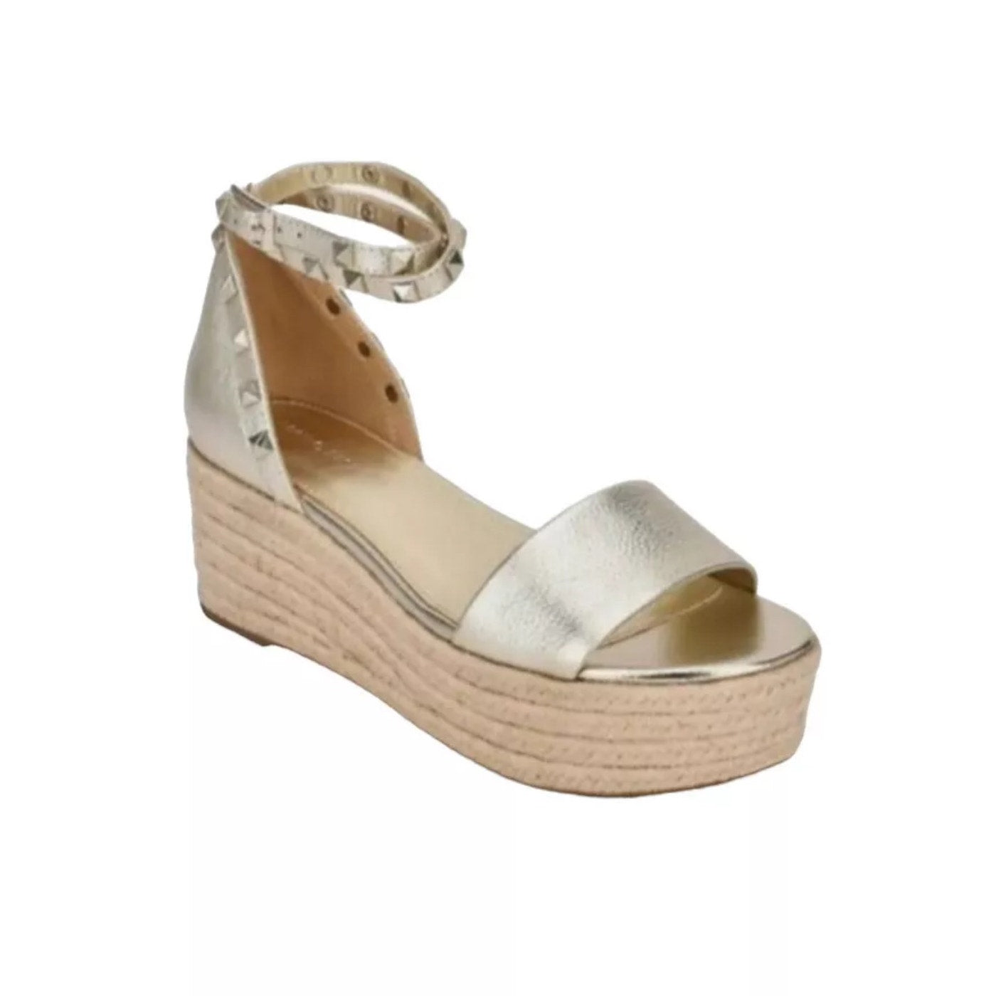 Marc Fisher Jazlyn gold platform espadrille wedge studded sandal SIZE 9.5