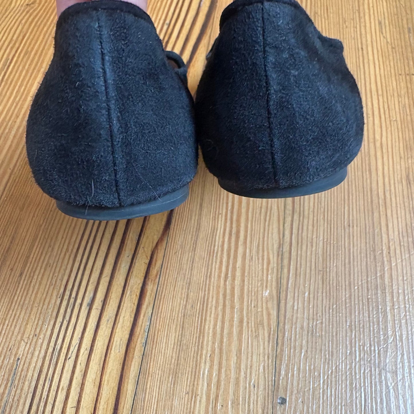 Rebecca Minkoff black suede Aries embroidered slip on flat SIZE 9