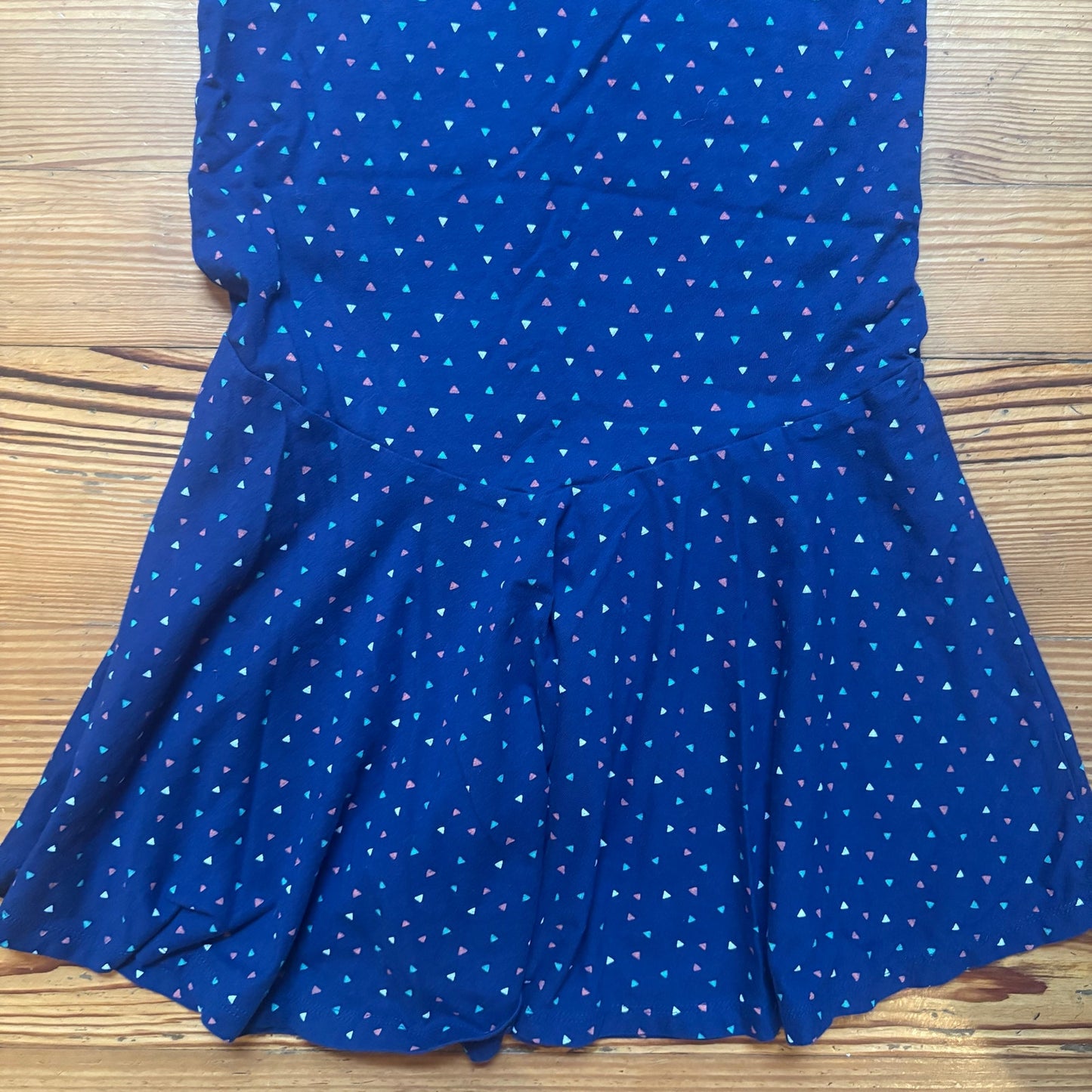 Tea blue colorful triangle geometric sleeveless girls dress SIZE 10