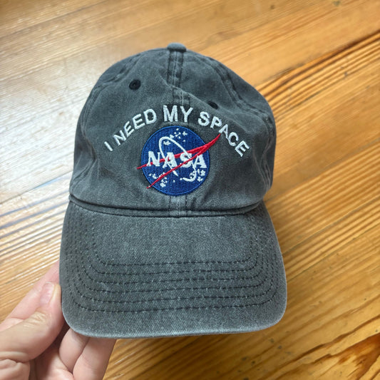 NASA dark gray I Need Space graphic adjustable baseball cap