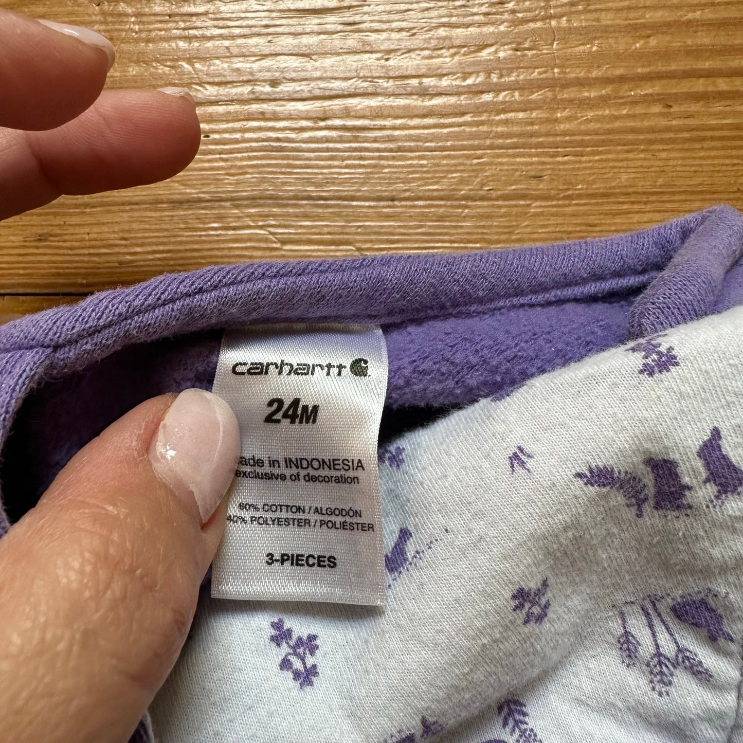 Carhartt purple ruffle accents embroidered cotton overalls SIZE 24M