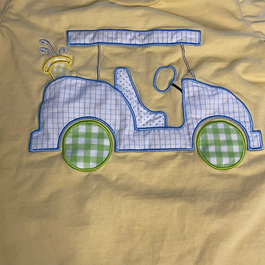 Castle and Crowns yellow golf cart embroidered short sleeve shirt SIZE 5