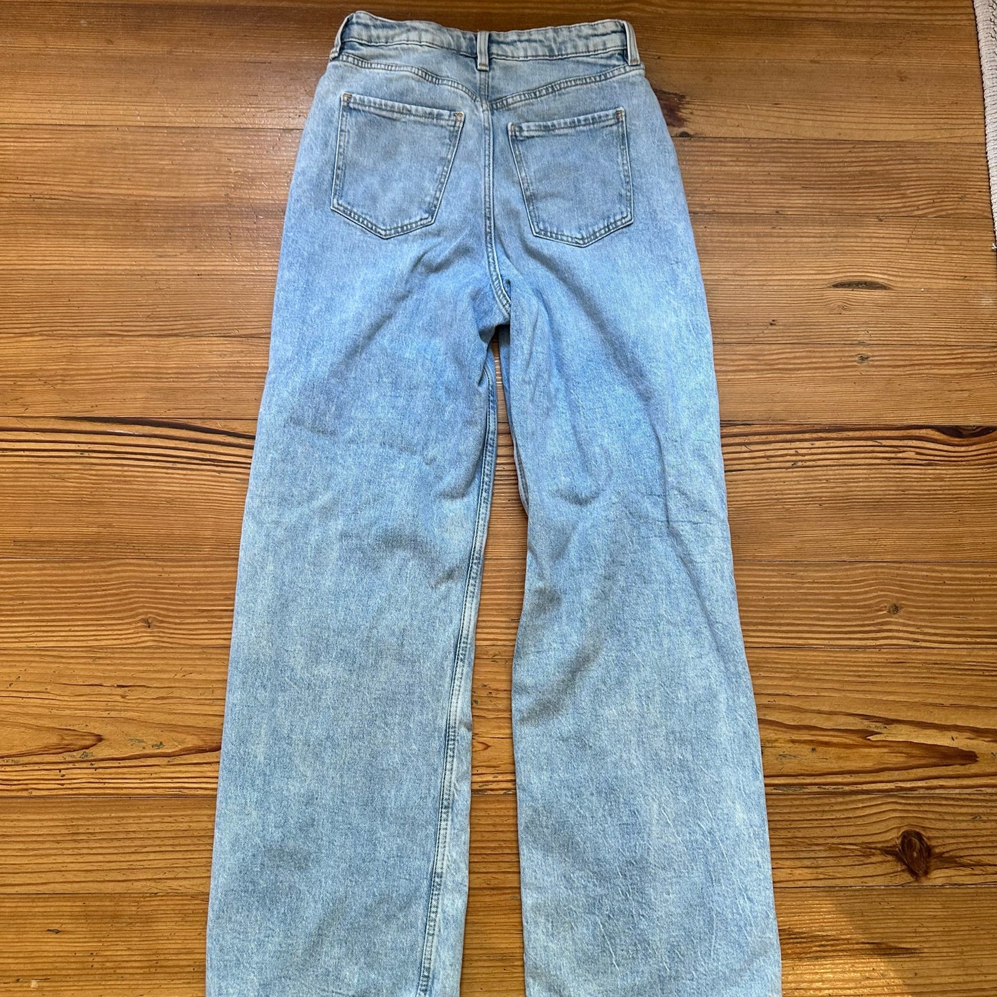 H&M light wash patched wide leg high waist jeans SIZE 14