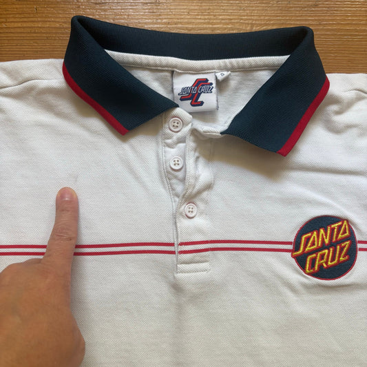 Santa Cruz white patch short sleeve polo womens shirt SIZE S