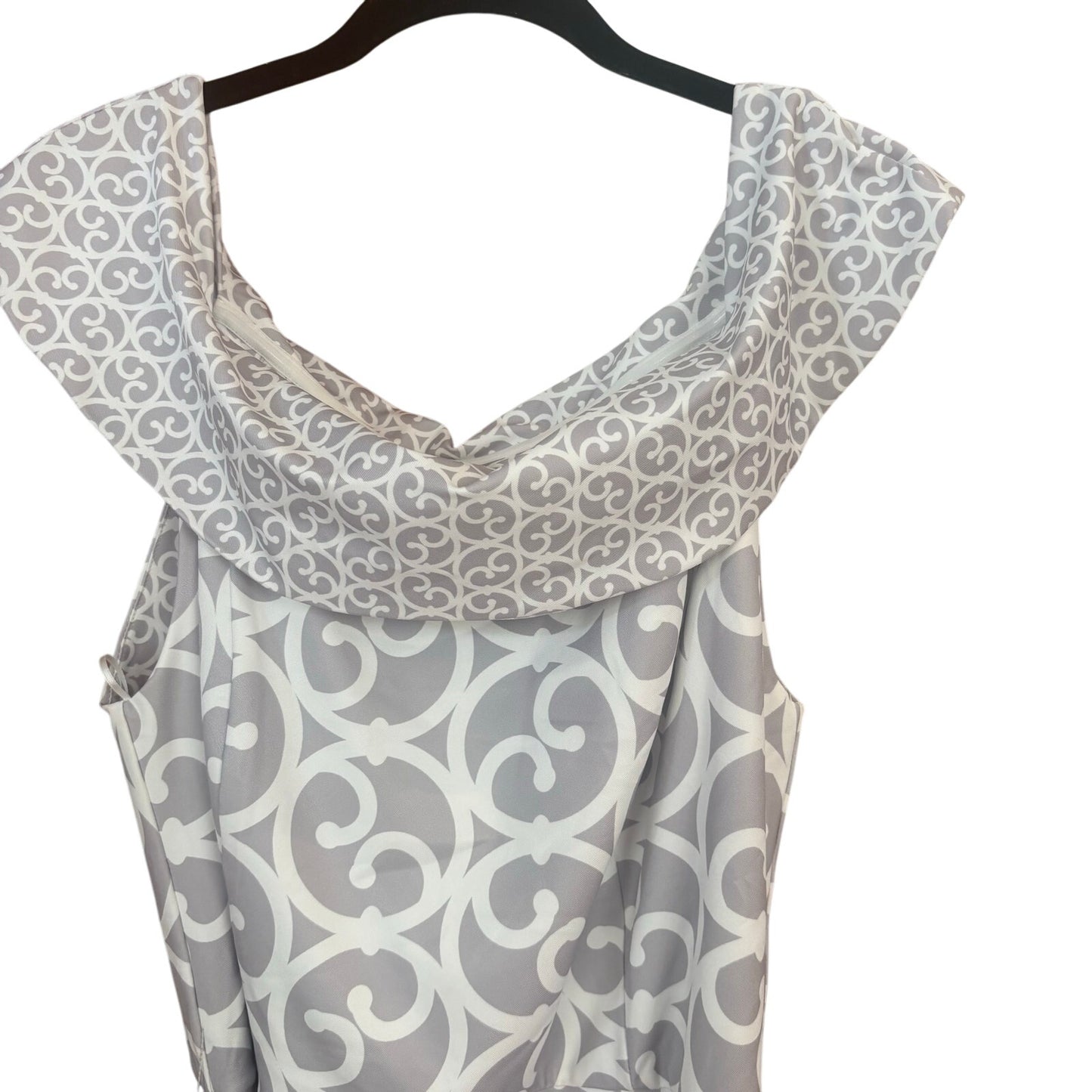 NWT Gretchen Scott Heavens Gate gray white off shoulder dress SIZE XL