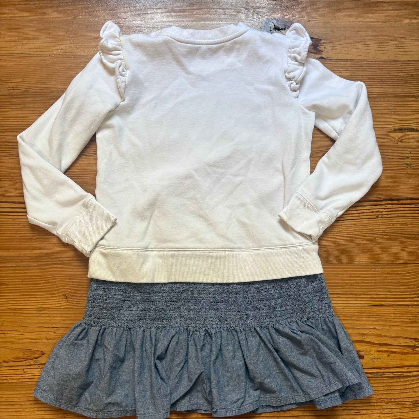 Polo Ralph Lauren white long sleeve navy pony ruffle sweater dress SIZE 16
