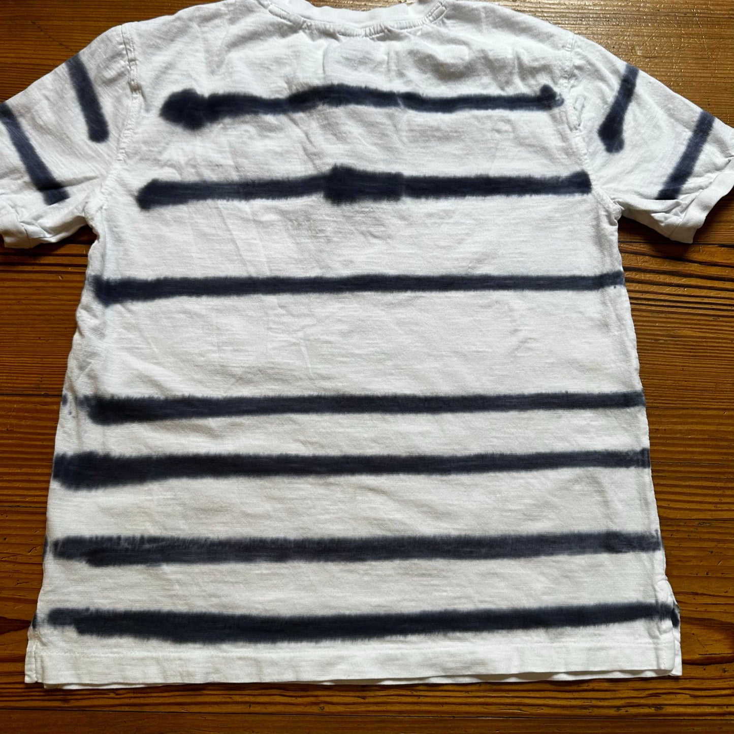 Polo Ralph Lauren white blue dye striped short sleeve shirt SIZE 10