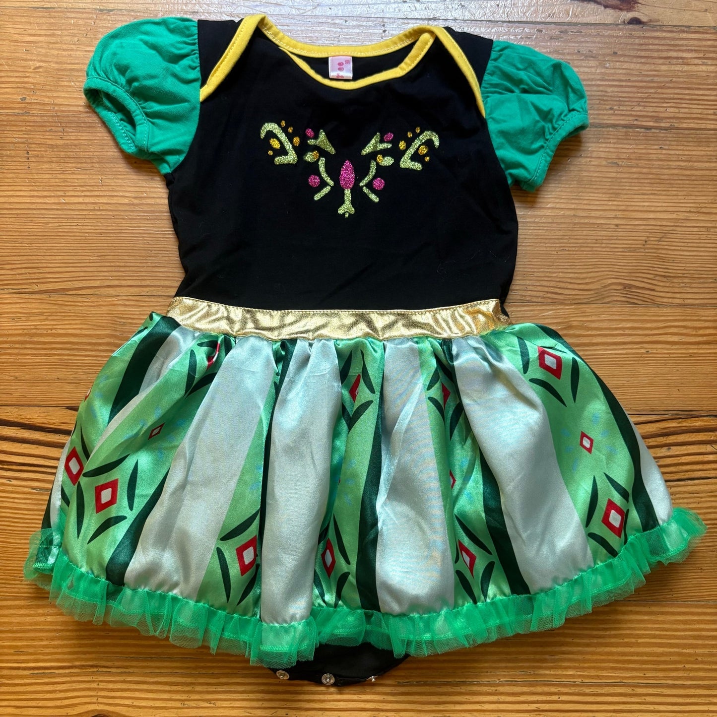 Disney Frozen Anna black green tutu one piece short sleeve bodysuit SIZE 18-24M