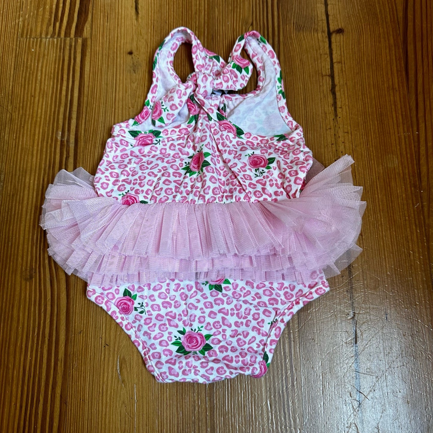 Mudpie pink cheetah floral tutu tank one-piece SIZE 9-12M