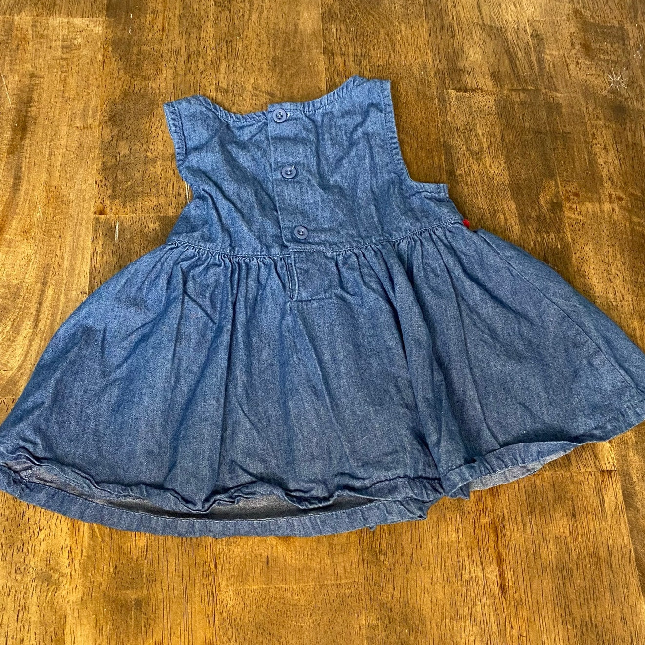 Crown & Ivy medium wash denim checkered bow sleeveless dress SIZE 24M