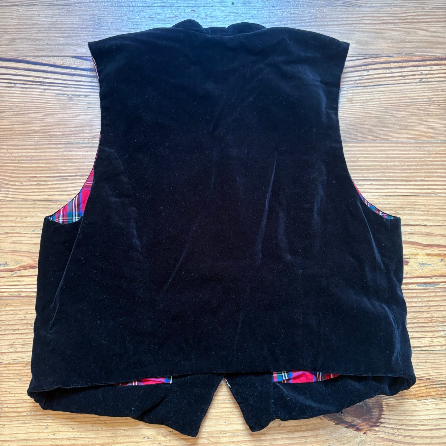 Karen Scott black velvet Christmas holiday embroidered button vest SIZE L