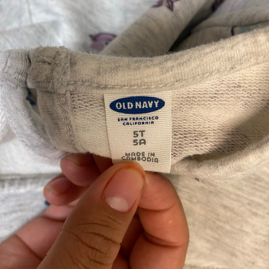 Old Navy gray bird long sleeve sweatshirt dress SIZE 5