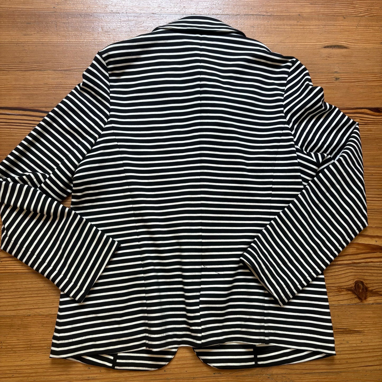 Philosophy black white horizontal striped button cotton blazer SIZE XL