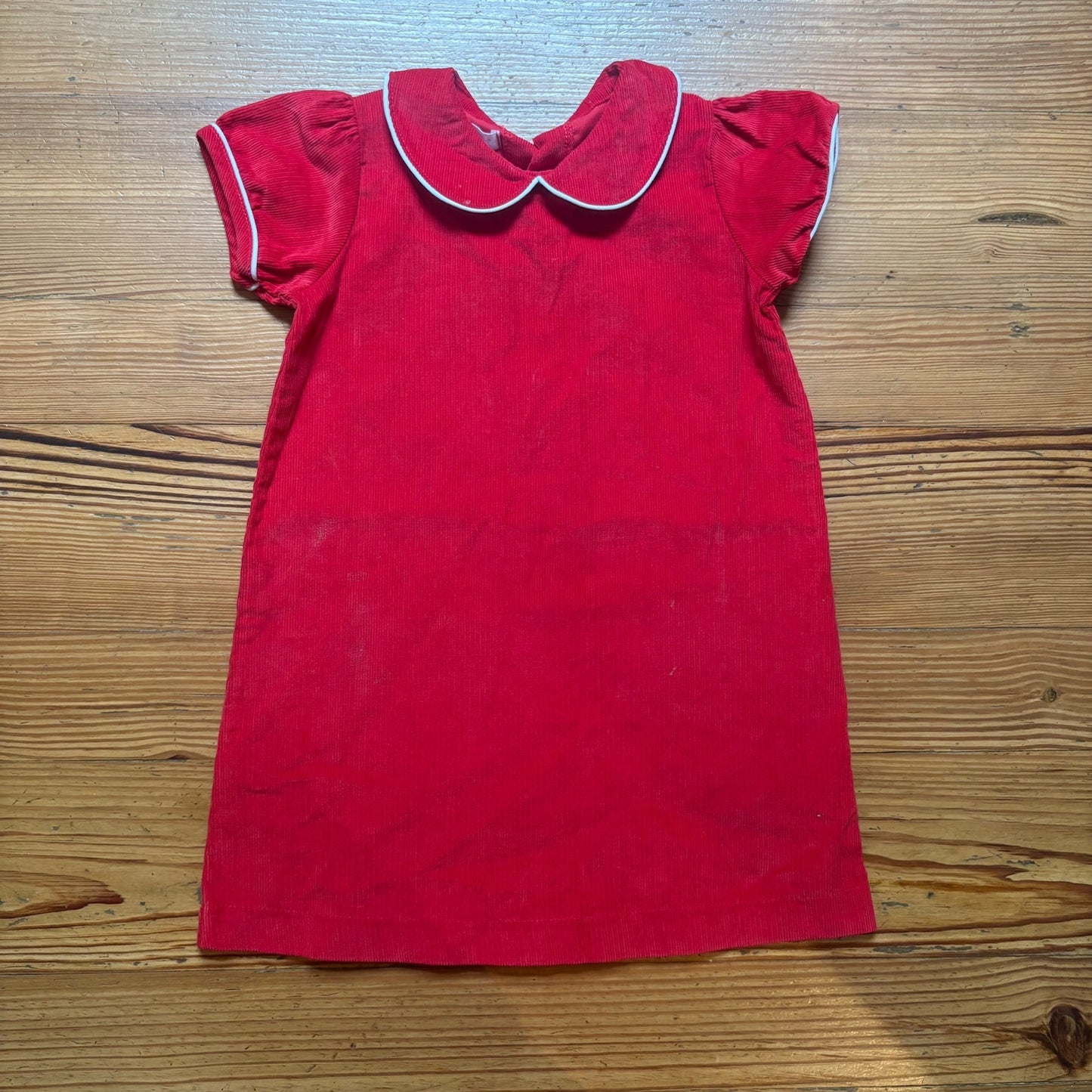 Mud Pie red corduroy short sleeve collar girls dress SIZE 4T