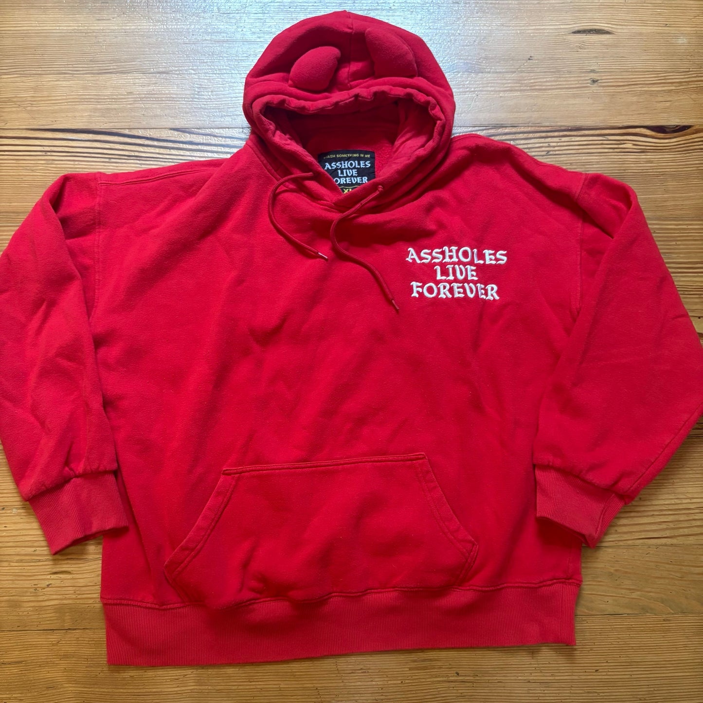 A**holes Live Forever red embroidered hoodie unisex sweatshirt SIZE XL
