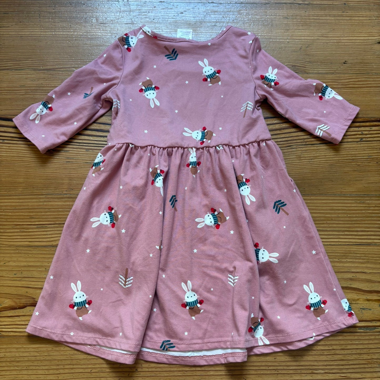 Emma & Elsa pink bunny snow winter quarter sleeve toddler dress SIZE 3T