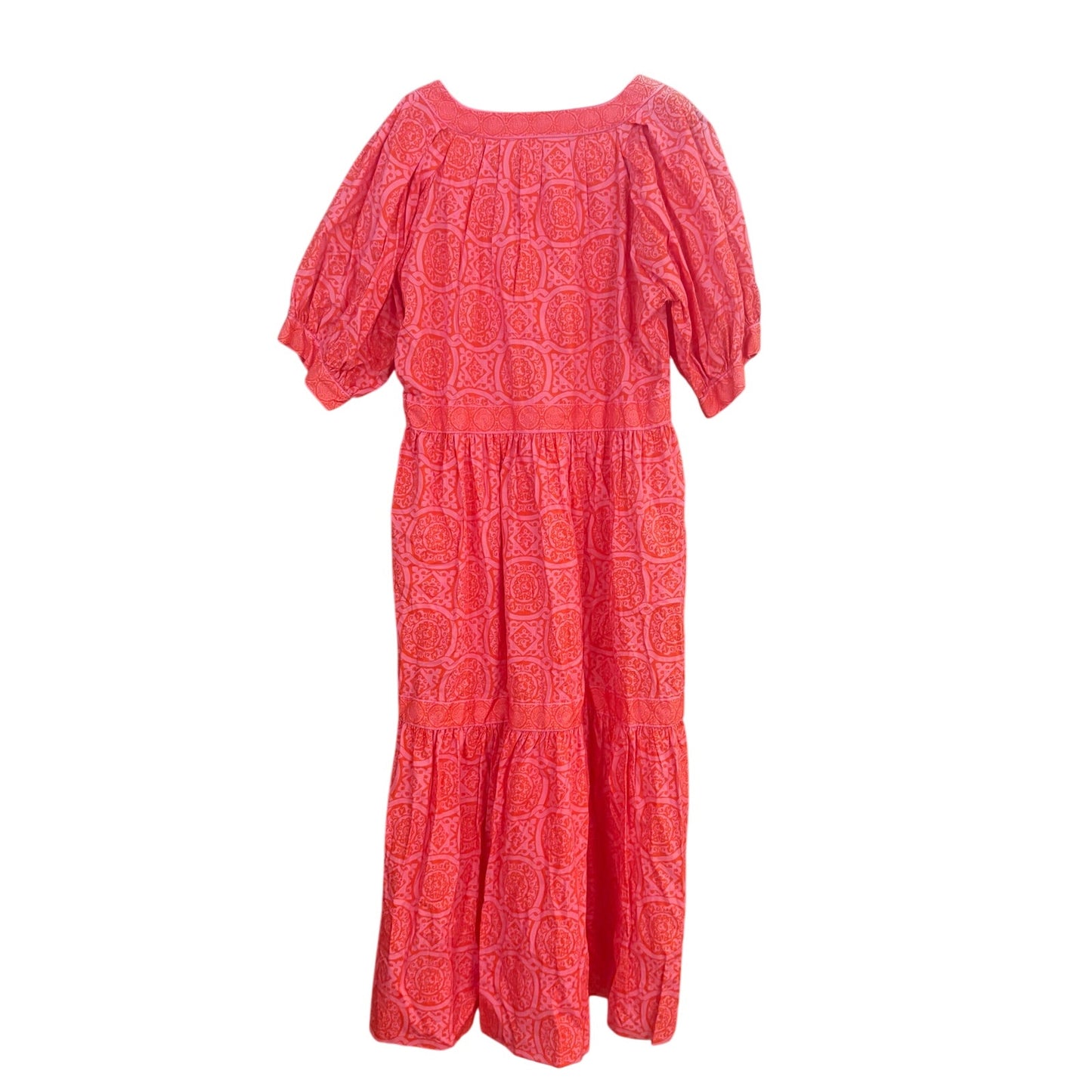 NWT Gretchen Scott Viviers Sultan's red pattern puff sleeve midi dress SIZE L