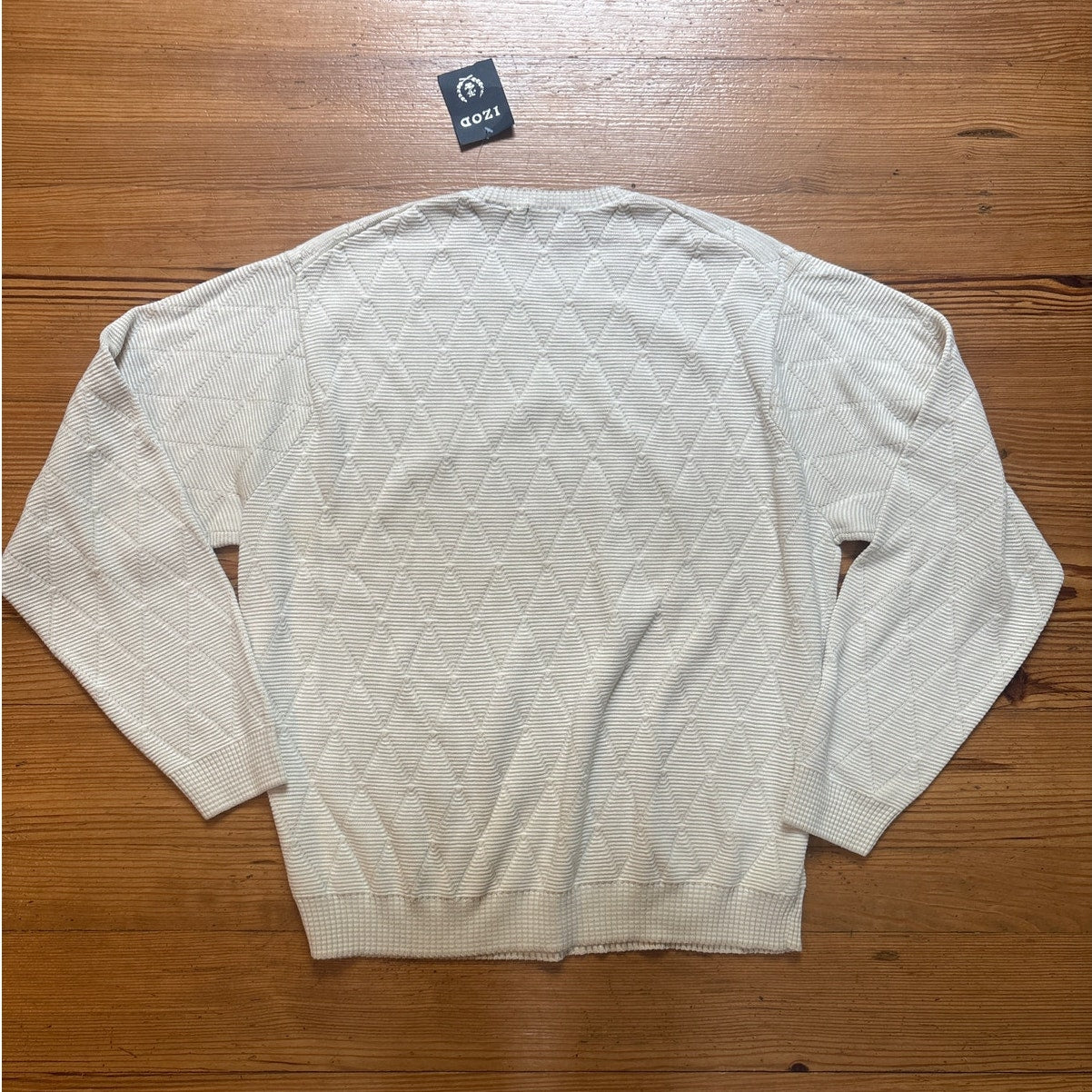 NWT IZOD light beige argyle crew sweater SIZE XL