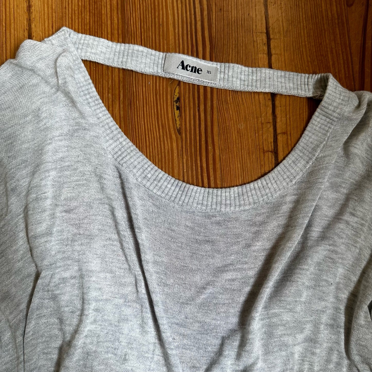 Acne gray crew neck open back knit tunic top SIZE XS